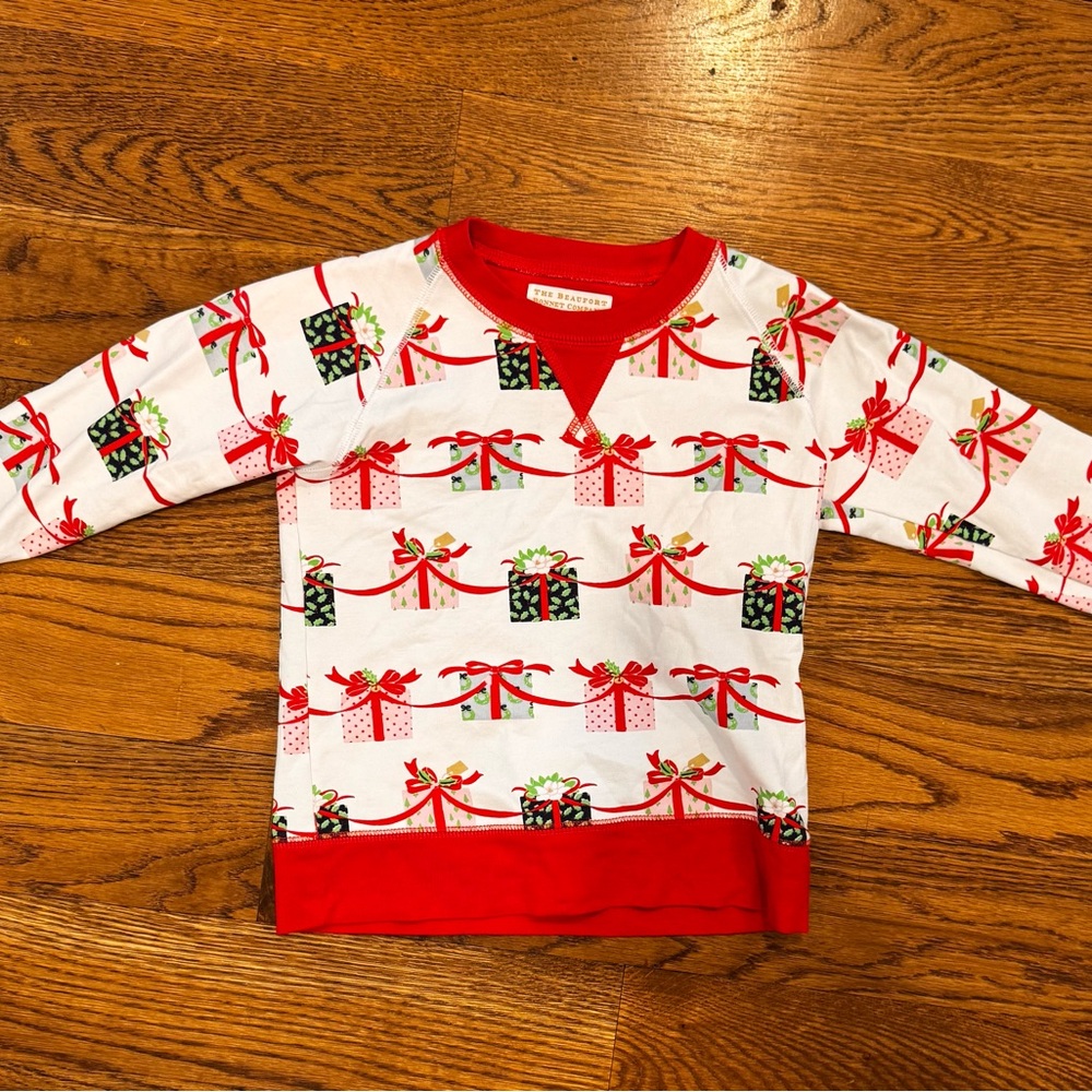The Beaufort Bonnet Company Red and White Gift Print Kids Sweatshirt